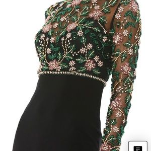 Mac Duggal floral embellished gown in black multi